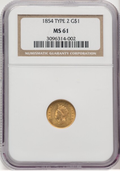 1854 G$1 Type Two 61 NGC