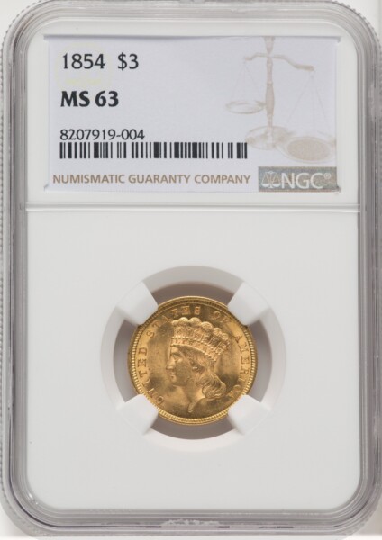 1854 $3 63 NGC