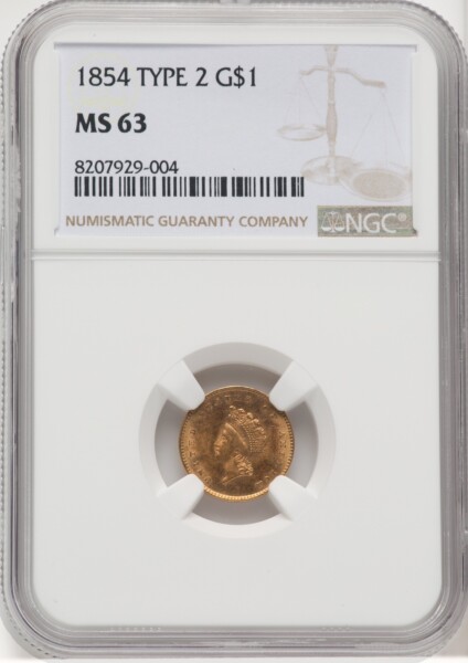 1854 G$1 Type Two 63 NGC
