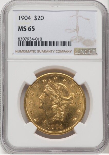 1904 $20 Liberty 65 NGC