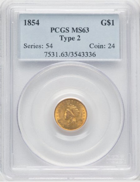 1854 G$1 Type Two 63 PCGS