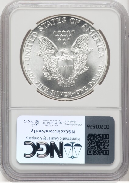 1986 S$1 Silver Eagle, MS Thomas Uram 70 NGC