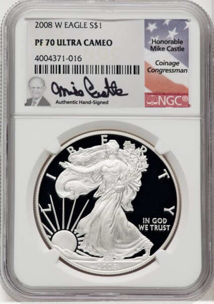 2008-W S$1 Silver Eagle, DC 70 NGC