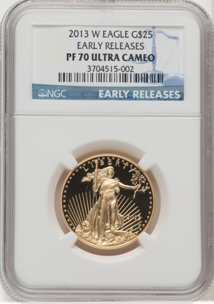 2013-W $25 Half-Ounce Gold Eagle, PR DC ER Blue 70 NGC