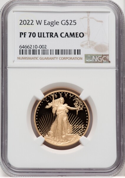 2022-W G$25 Half Ounce Gold Eagle, PR, DC Brown Label 70 NGC