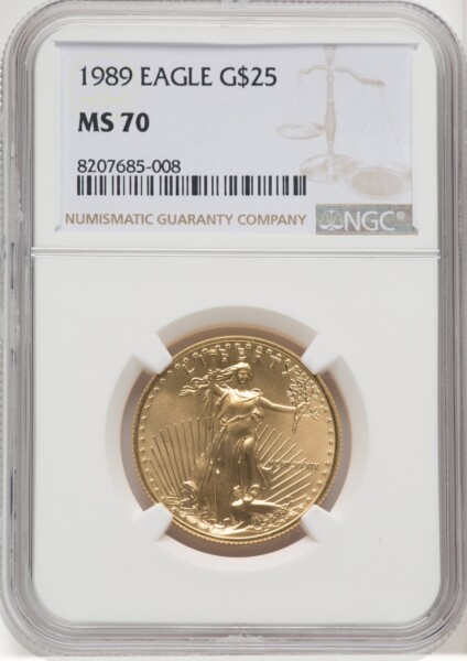 1989 $25 Half-Ounce Gold Eagle, MS Brown Label 70 NGC