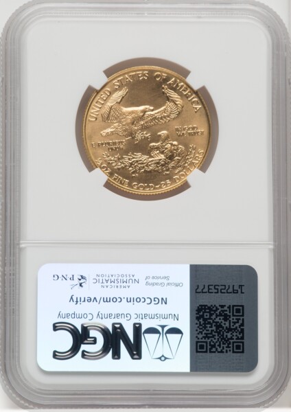 1986 $25 Half-Ounce Gold Eagle, MS Brown Label 70 NGC