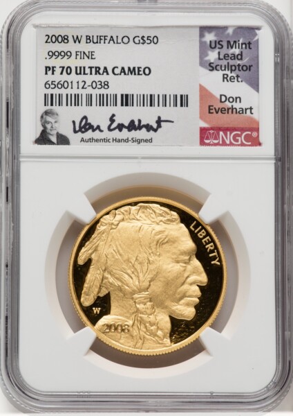 2008-W $50 One-Ounce Gold Buffalo, .9999 Fine Gold, PR, DC 70 NGC