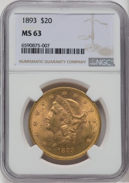 1893 $20 63 NGC