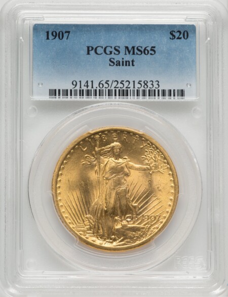 1907 $20 Saint, MS 65 PCGS