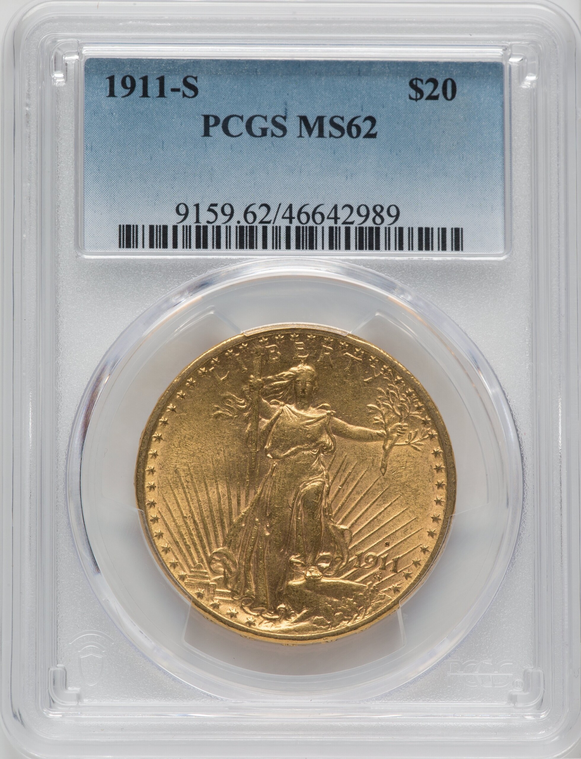 1911-S $20 62 PCGS