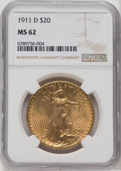 1911-D $20 62 NGC