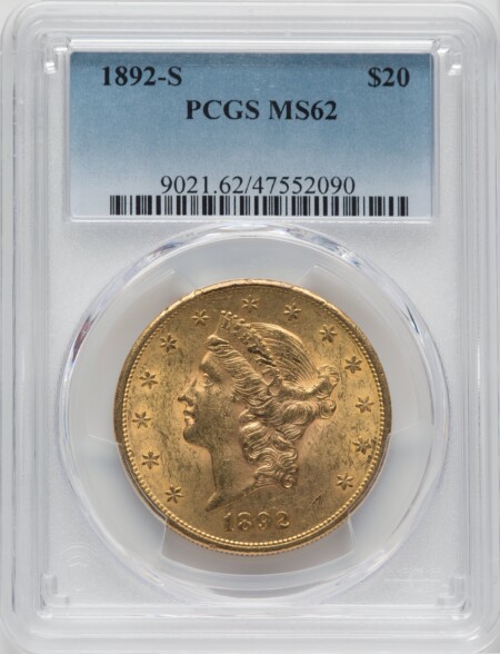 1892-S $20 62 PCGS