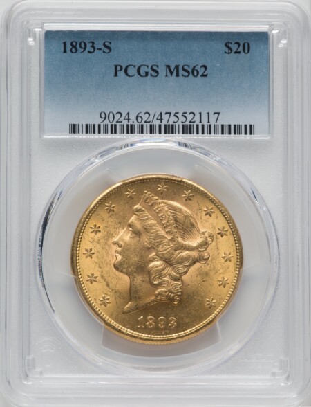 1893-S $20 62 PCGS