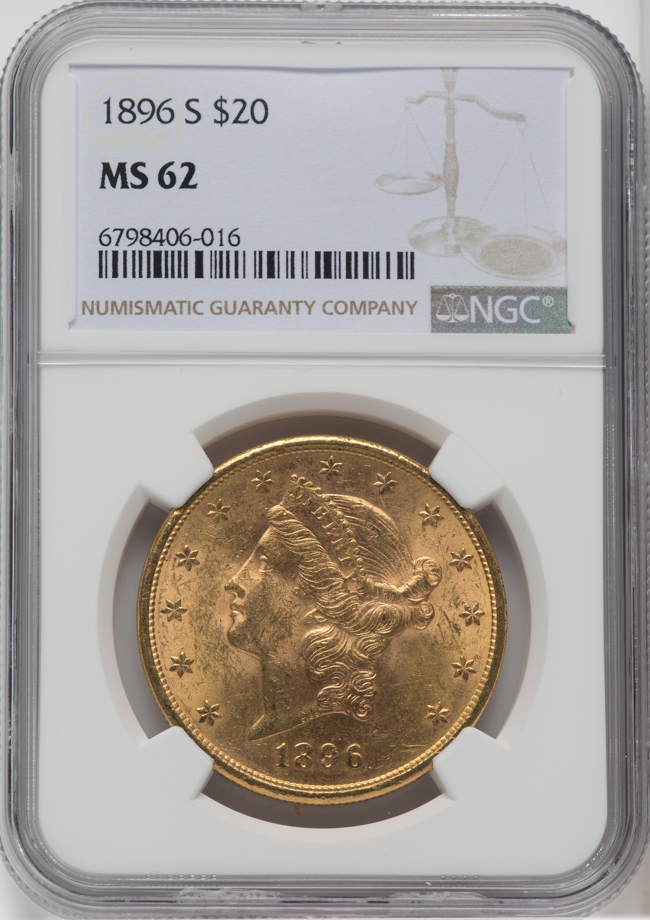 1896-S $20 62 NGC