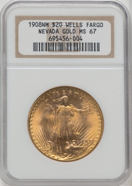 1908 NM $20 Wells Fargo 67 NGC