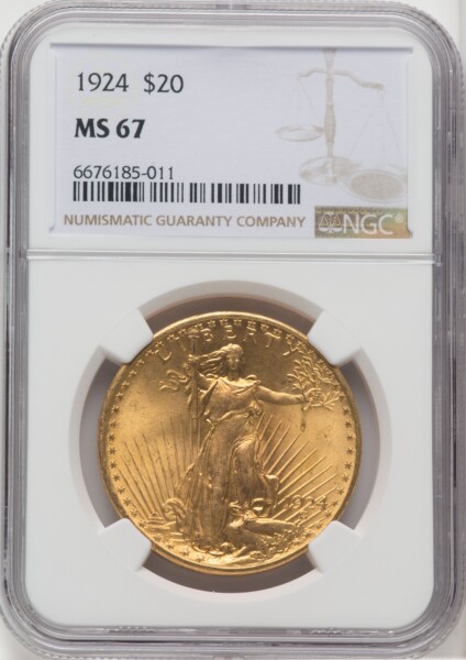1924 $20 Saint 67 NGC