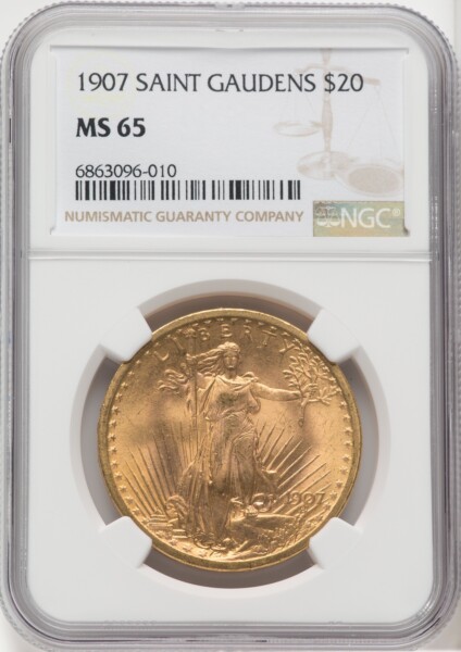 1907 $20 Saint, MS 65 NGC