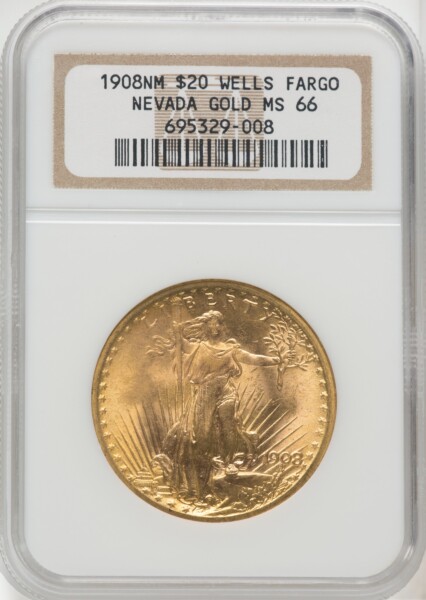 1908 NM $20 Wells Fargo 66 NGC