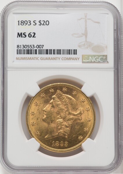 1893-S $20 62 NGC
