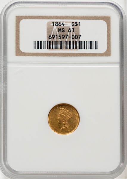 1864 G$1 61 NGC