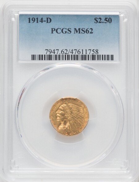 1914-D $2 1/2 62 PCGS