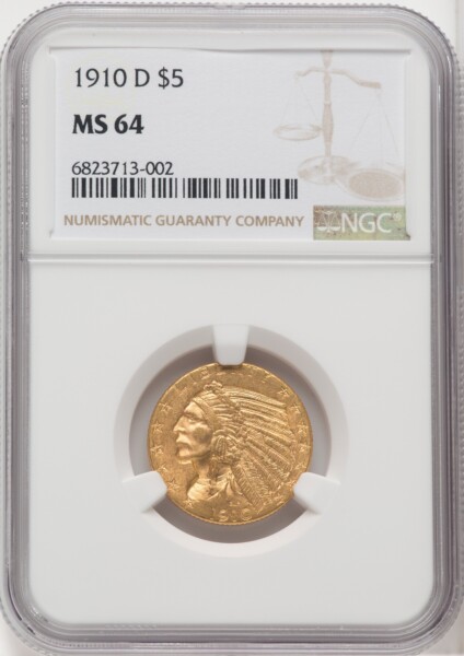 1910-D $5 62 NGC