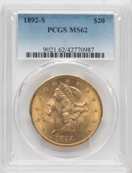 1892-S $20 62 PCGS