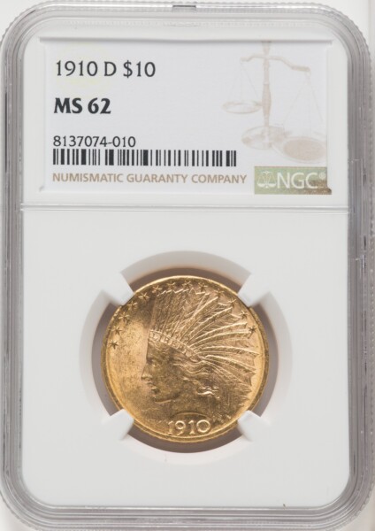 1910-D $10 62 NGC