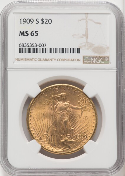 1909-S $20 65 NGC