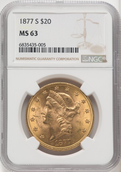 1877-S $20 63 NGC
