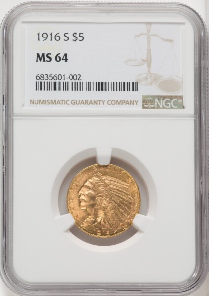 1916-S $5 64 NGC