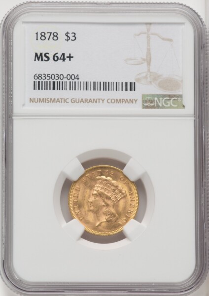1878 $3 NGC Plus 64 NGC