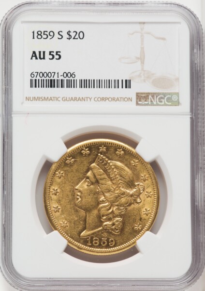 1859-S $20 55 NGC