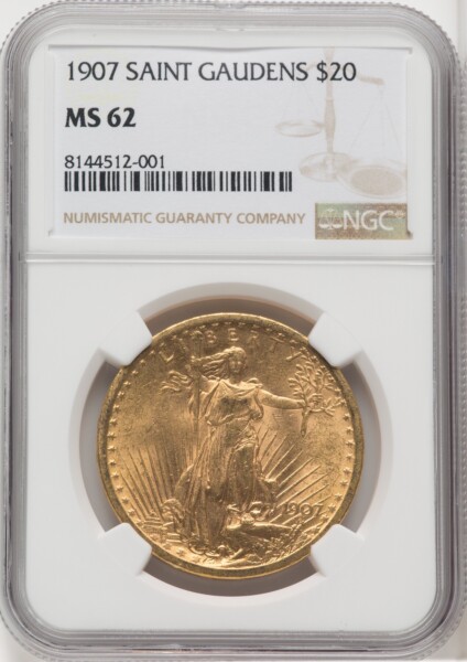 1907 $20 Saint, MS 62 NGC