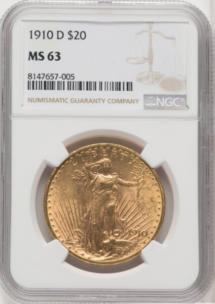 1910-D $20 63 NGC