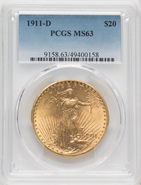 1911-D $20 63 PCGS