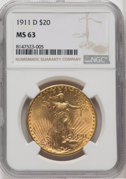 1911-D $20 63 NGC