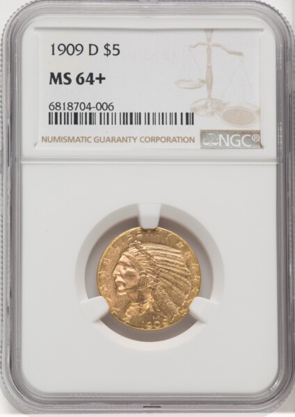 1909-D $5 NGC Plus 64 NGC