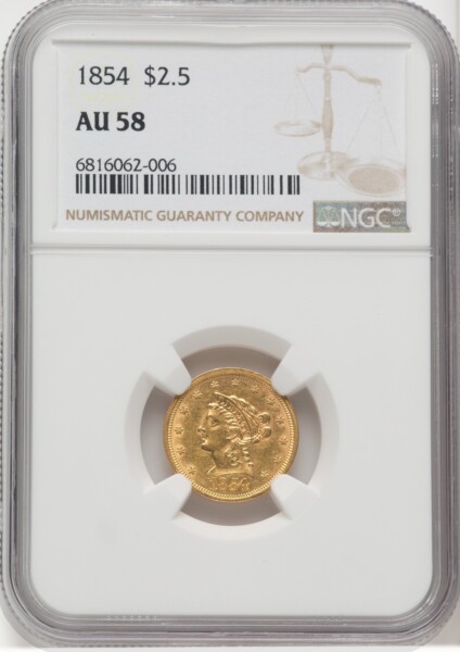 1854 $2 1/2 58 NGC