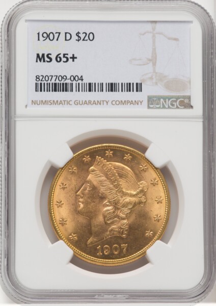 1907-D $20 NGC Plus 65 NGC