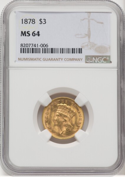 1878 $3 64 NGC