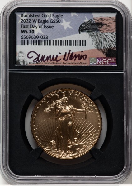 2022-W One-Ounce Gold Eagle, Burnished, FDI, MS 70 NGC