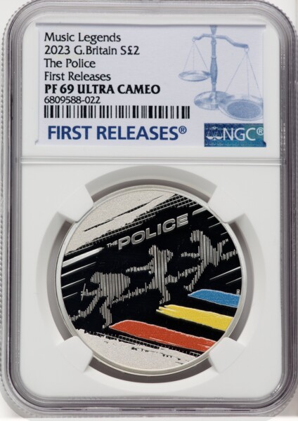 Charles III silver Colorized Proof “The Police” 2 Pounds (1 oz) 2023 PR69  Ultra Cameo NGC, 69 NGC