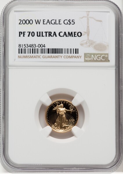 2000-W $5 Tenth-Ounce Gold Eagle, DC 70 NGC