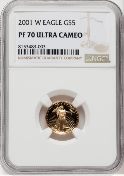 2001-W $5 Tenth-Ounce Gold Eagle, PR DC 70 NGC