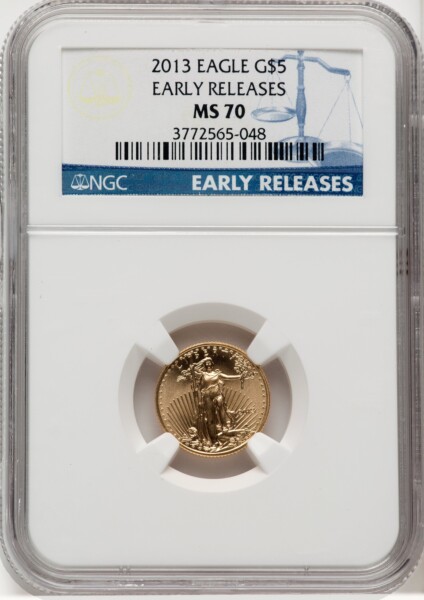2013 $5 Tenth-Ounce Gold Eagle, First Strike, MS ER Blue 70 NGC