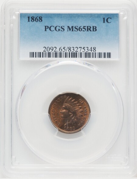 1868 1C, MS, RB 65 PCGS