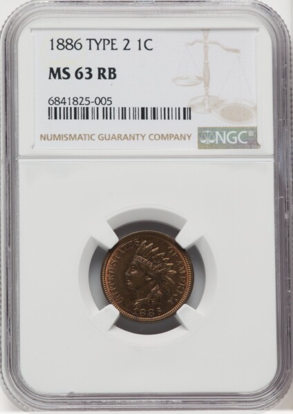 1886 1C Type Two, MS, RB 63 NGC