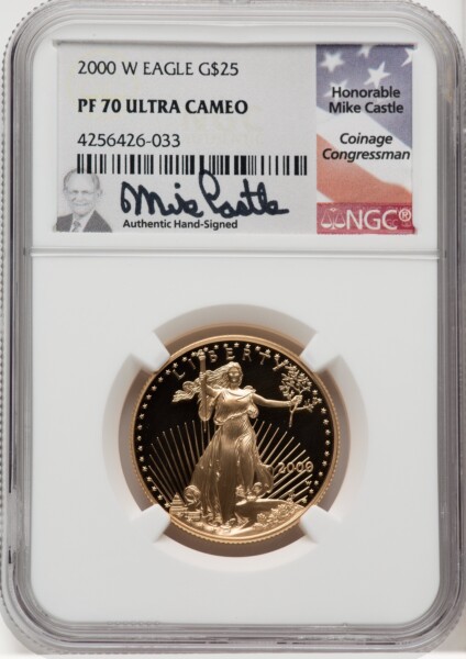 2000-W $25 Half-Ounce Gold Eagle, PR DC Mike Castle 70 NGC
